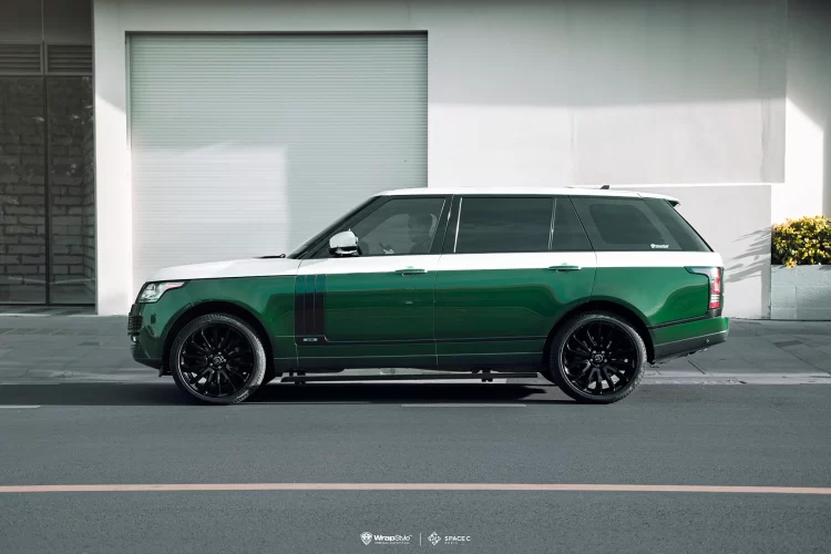 Land Rover wrap white and green